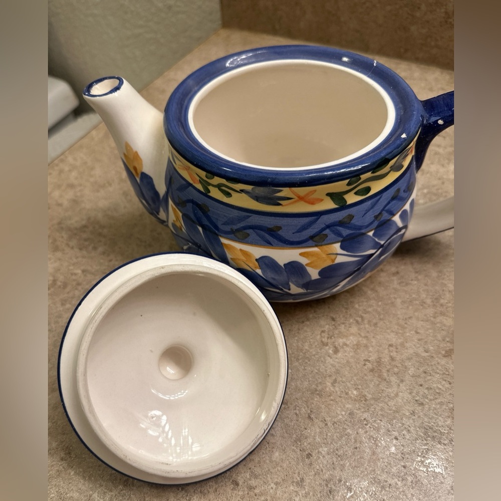 Bloom-Rite Ceramic Blue & Gold Teapot - Picture 10 of 11